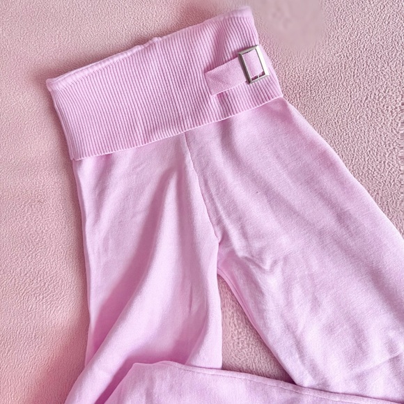 Edikted style pink knit lounge / flare pants - Picture 3 of 3